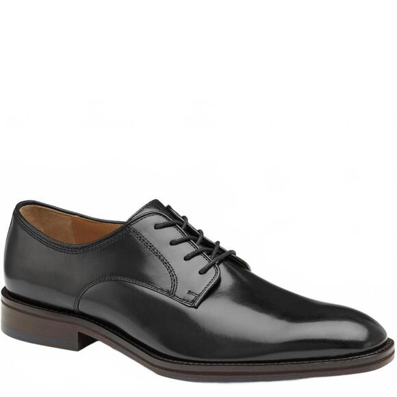 NEW JOHNSTON & MURPHY men's meade cap toe shoe in black calfskin